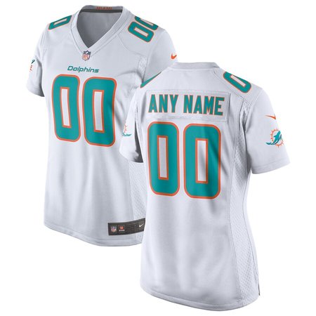 Women's Nike Miami Dolphins White Custom Jersey